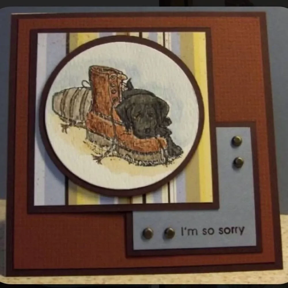 Vintage Stampin Up Retired For Father Stamping Stamp Set Rubber Wood Mount Dog